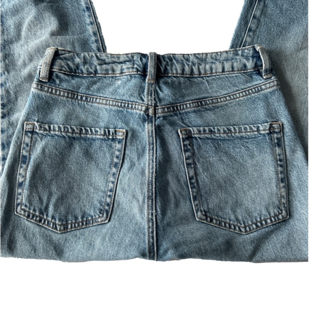 💕 Garage Mom Jeans Straight Leg Raw Hem Medium Wash Size 1 - Picture 4 of 13